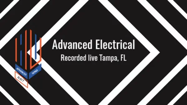 The HIU logo with the words advanced electical, recorded live Tampa, FL written on top of a black and white background.